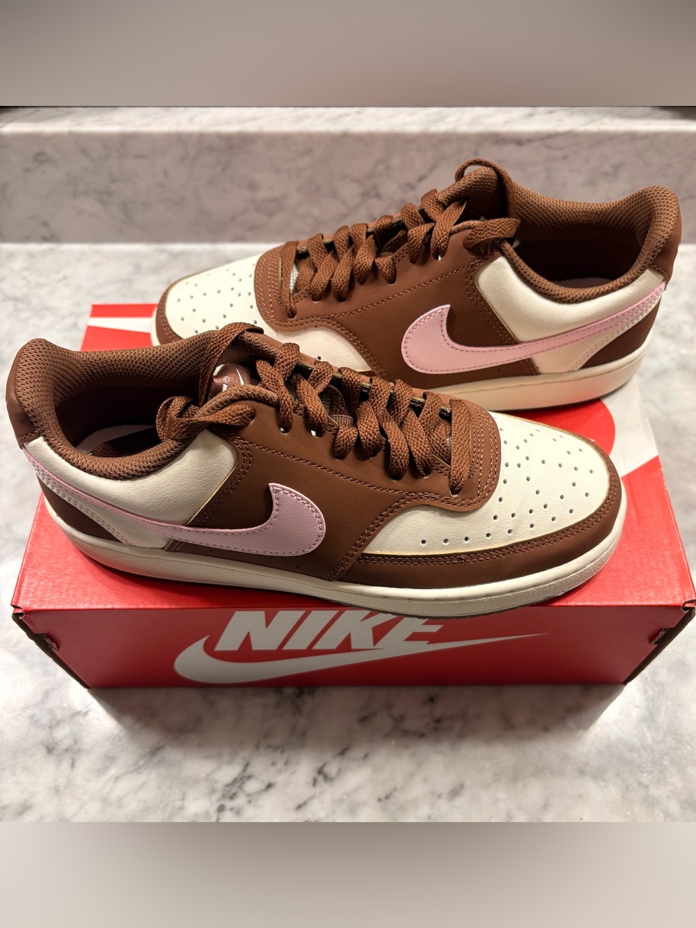 Nike Court Vision Low Neapolitan Brown Cream Pink Wonen’s Sneaker 6/6.5/9.5/10